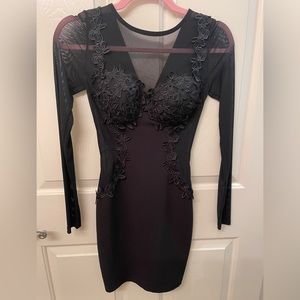 Papaya Embroidered Mesh Mini Dress